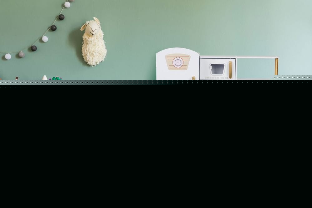 Large White and Gold Wooden Play Kitchen for Children