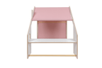 MeowBaby® White Wooden House for Kids - Pink Roof