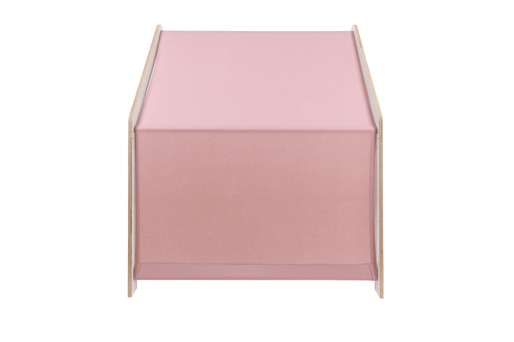 MeowBaby® White Wooden House for Kids - Pink Roof