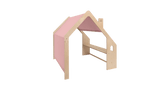MeowBaby® Natural Wooden House for Kids - Pink Roof