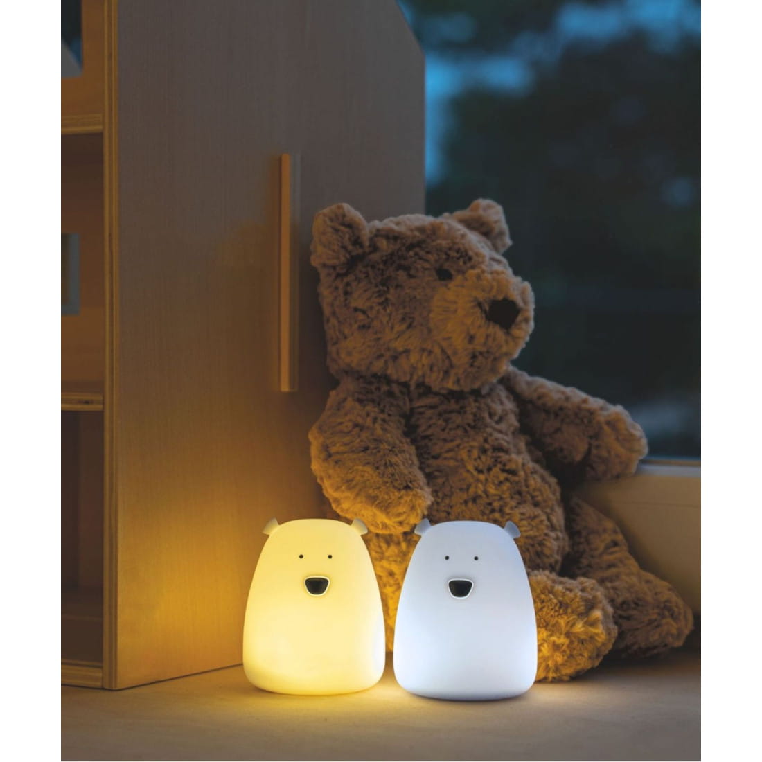 Lot de 2 Mini Veilleuses Mini Ours – Blanc & Bleu Arctique