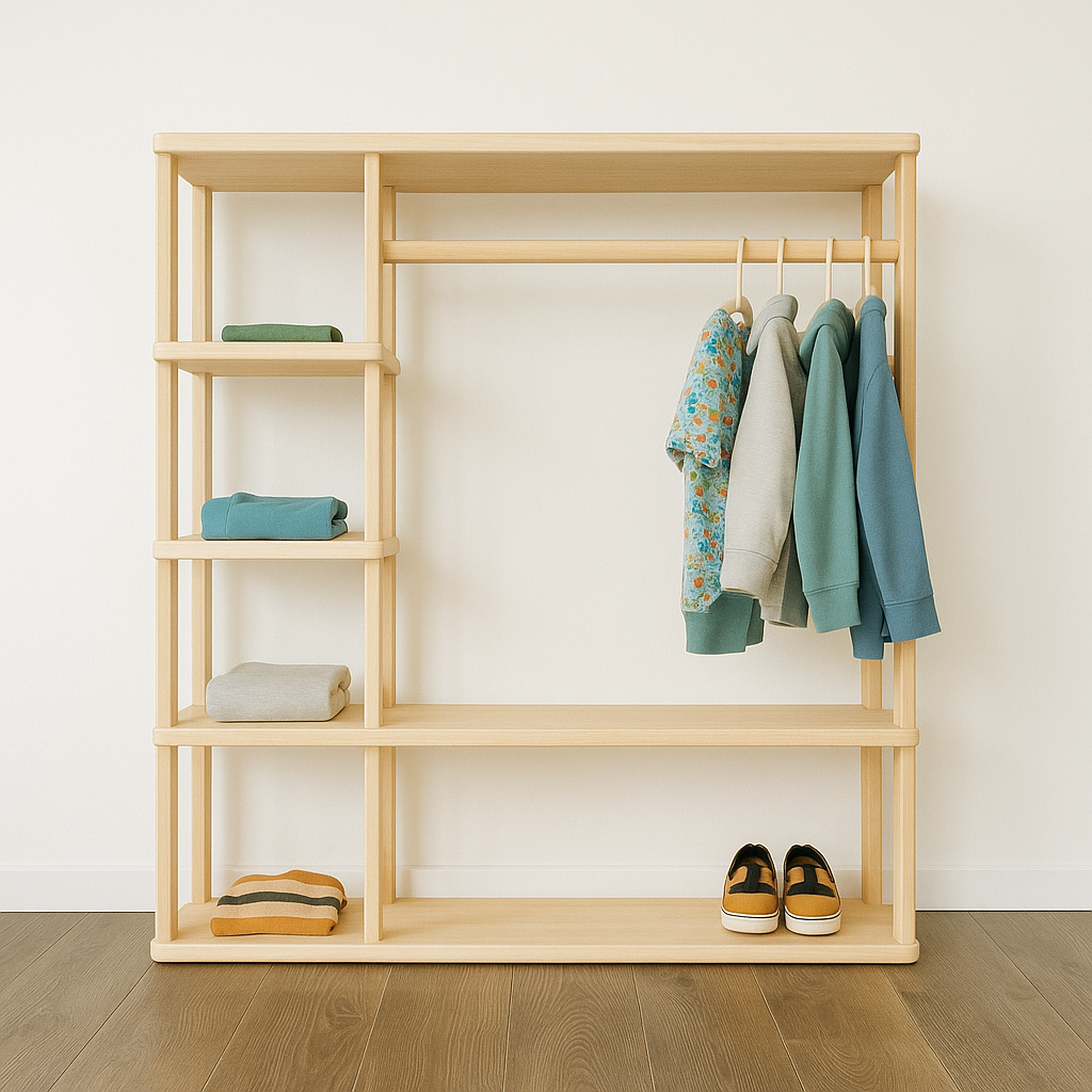 Penderie Montessori Modulable en Bois Massif