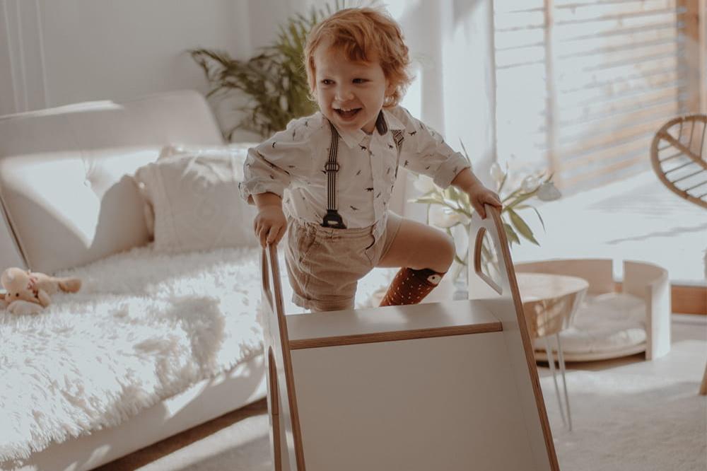 MEOWBABY Triangle D'Escalade Avec Toboggan Montessori - Mur D'Escalade Pikler En Bois Naturel Pour Bébé