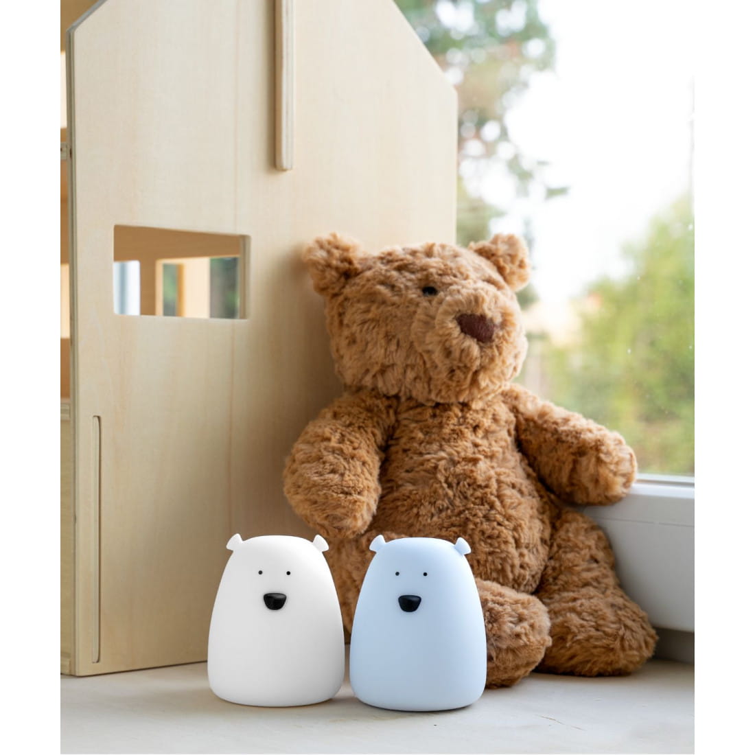 Lot de 2 Mini Veilleuses Mini Ours – Blanc & Bleu Arctique