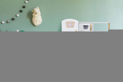 Large White and Gold Wooden Play Kitchen for Children